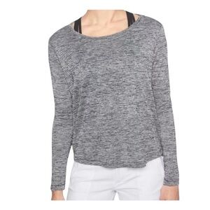 Athleta Women's Blue White Long Sleeve Breezy Open Back Top Large